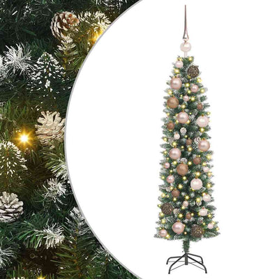 Vidaxx sapin de Noël artificiel mince avec 150 LED vert et blanc 120 cm