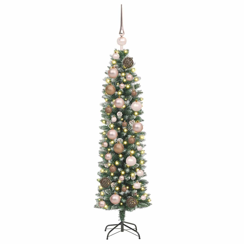 Vidaxx sapin de Noël artificiel mince avec 150 LED vert et blanc 120 cm