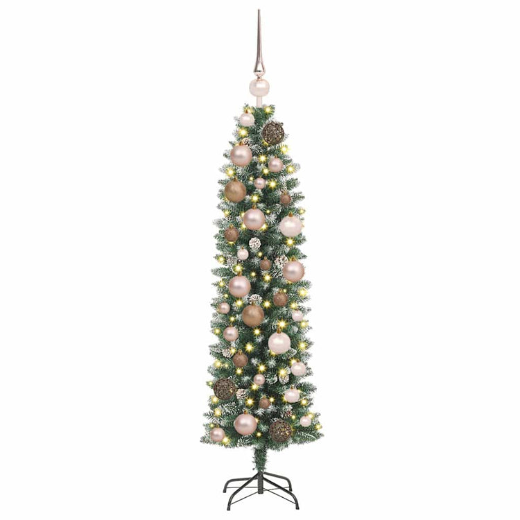 Vidaxx sapin de Noël artificiel mince avec 150 LED vert et blanc 120 cm