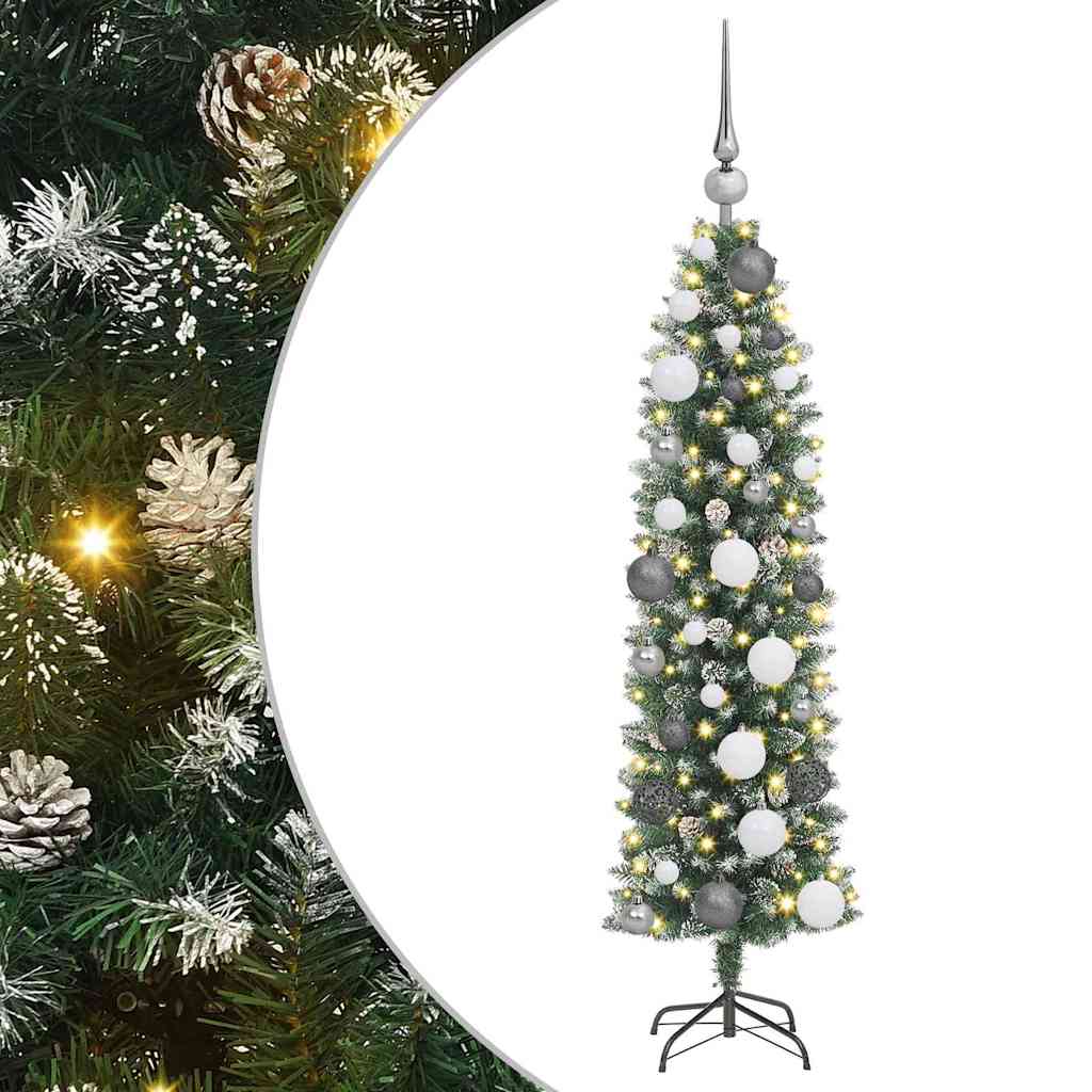 Vidaxx sapin de Noël artificiel mince avec 150 LED vert et blanc 120 cm