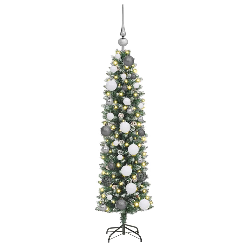 Vidaxx sapin de Noël artificiel mince avec 150 LED vert et blanc 120 cm