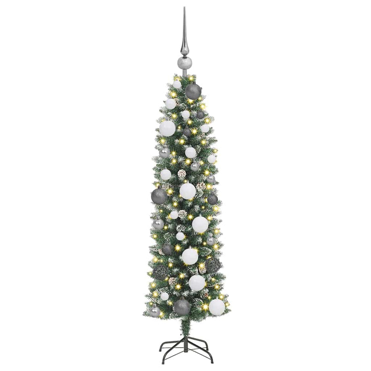 Vidaxx sapin de Noël artificiel mince avec 150 LED vert et blanc 120 cm