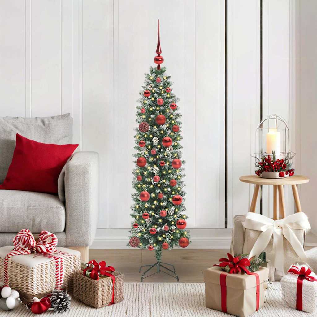 Vidaxx sapin de Noël artificiel mince avec 150 LED vert et blanc 120 cm