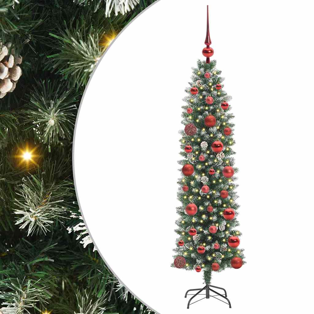 Vidaxx sapin de Noël artificiel mince avec 150 LED vert et blanc 120 cm