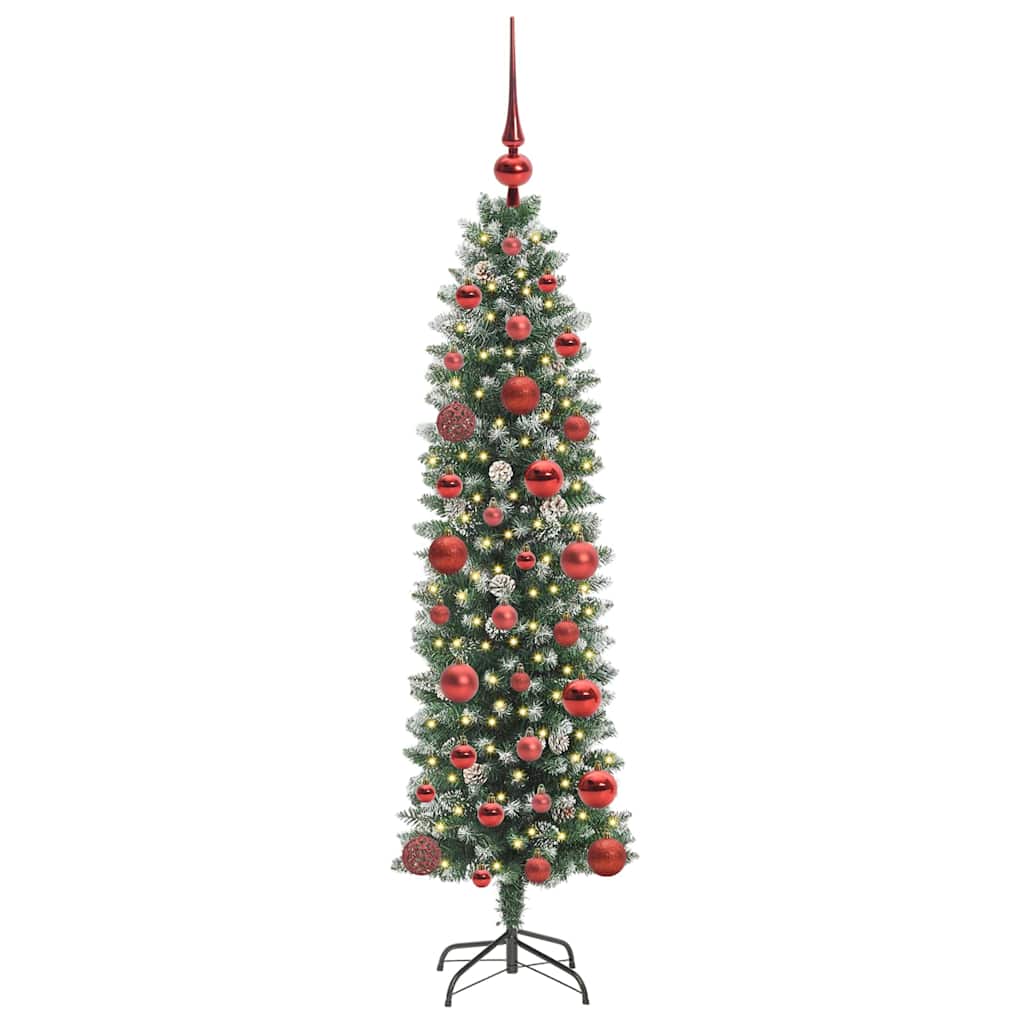 Vidaxx sapin de Noël artificiel mince avec 150 LED vert et blanc 120 cm