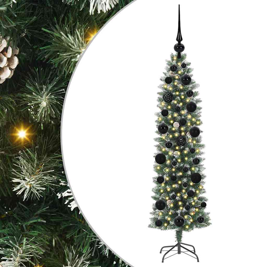 Vidaxx sapin de Noël artificiel mince avec 150 LED vert et blanc 120 cm
