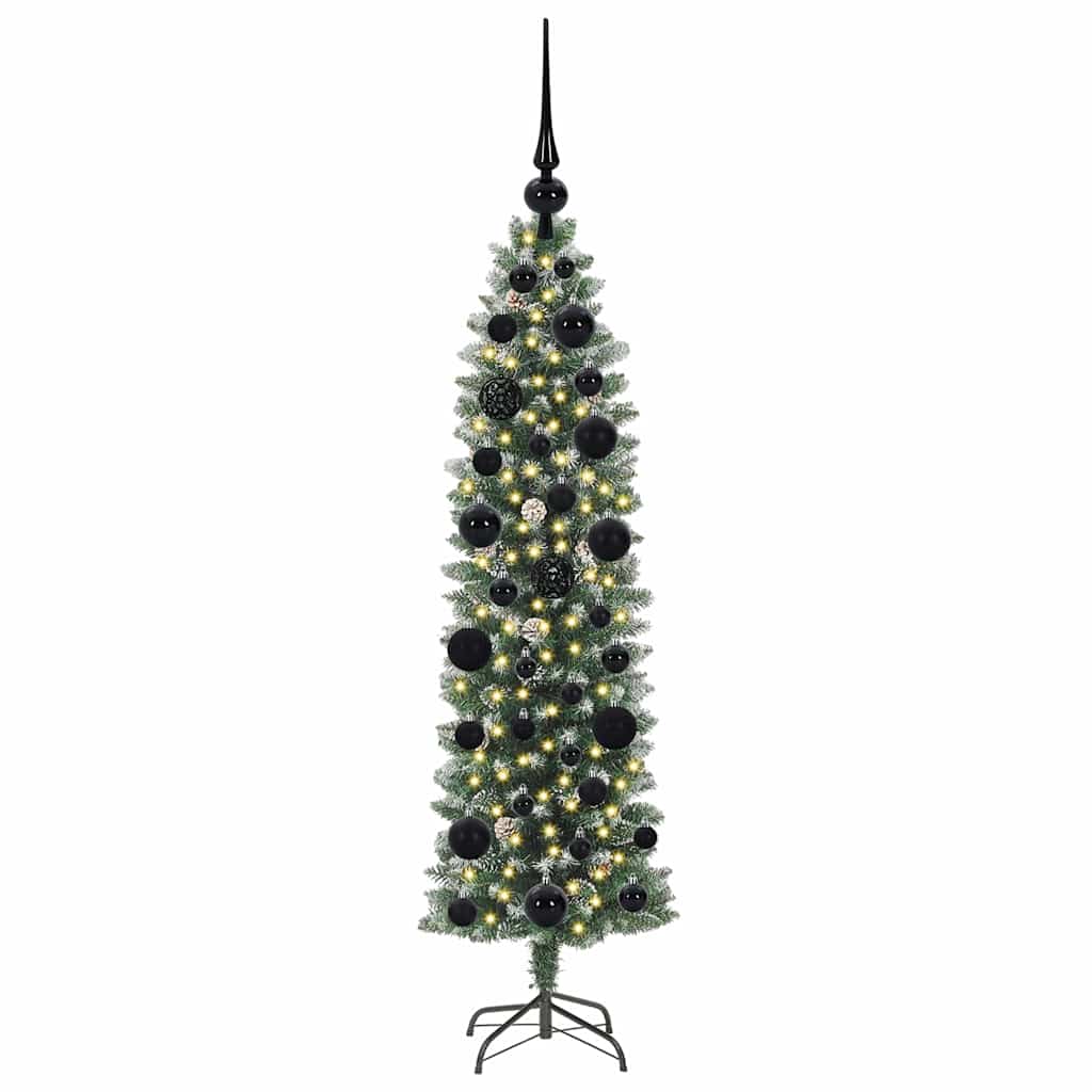 Vidaxx sapin de Noël artificiel mince avec 150 LED vert et blanc 120 cm