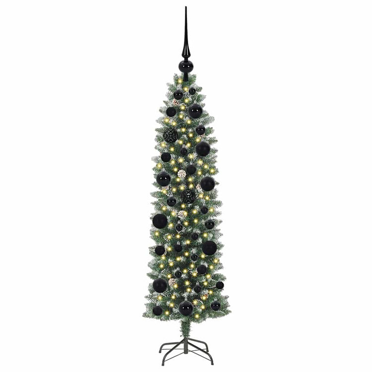 Vidaxx sapin de Noël artificiel mince avec 150 LED vert et blanc 120 cm