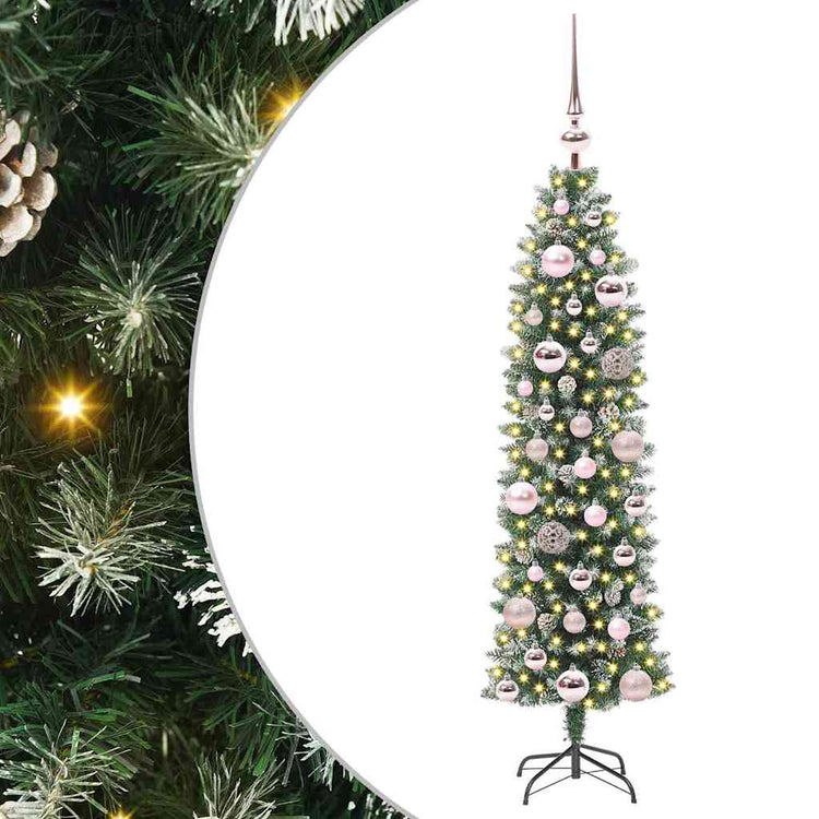 Vidaxx sapin de Noël artificiel mince avec 150 LED vert et blanc 120 cm