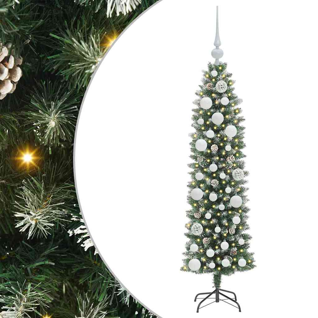 Vidaxx sapin de Noël artificiel mince avec 150 LED vert et blanc 120 cm