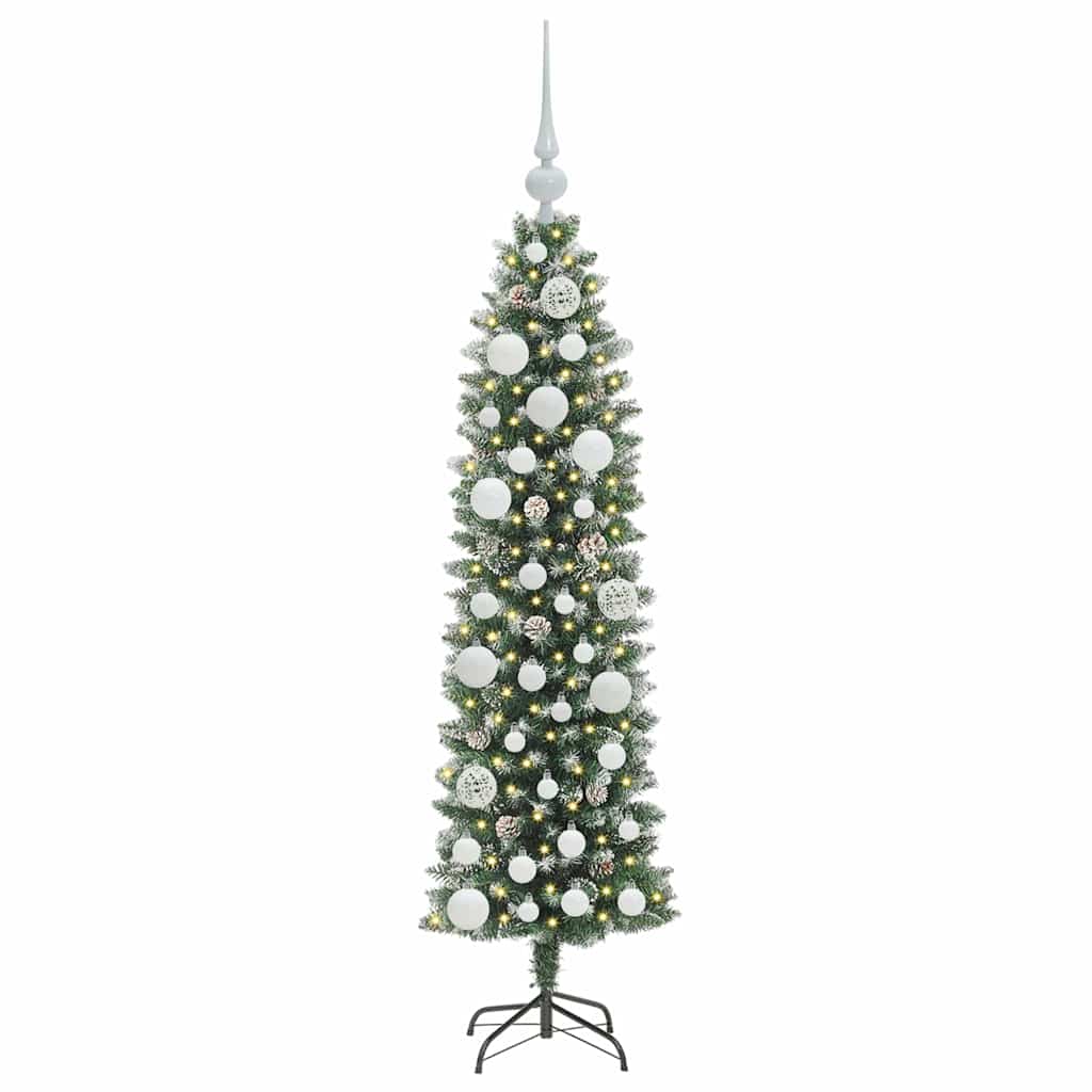 Vidaxx sapin de Noël artificiel mince avec 150 LED vert et blanc 120 cm