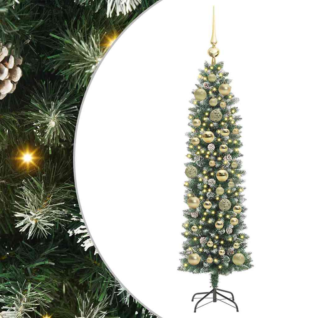 Vidaxx sapin de Noël artificiel mince avec 150 LED vert et blanc 120 cm