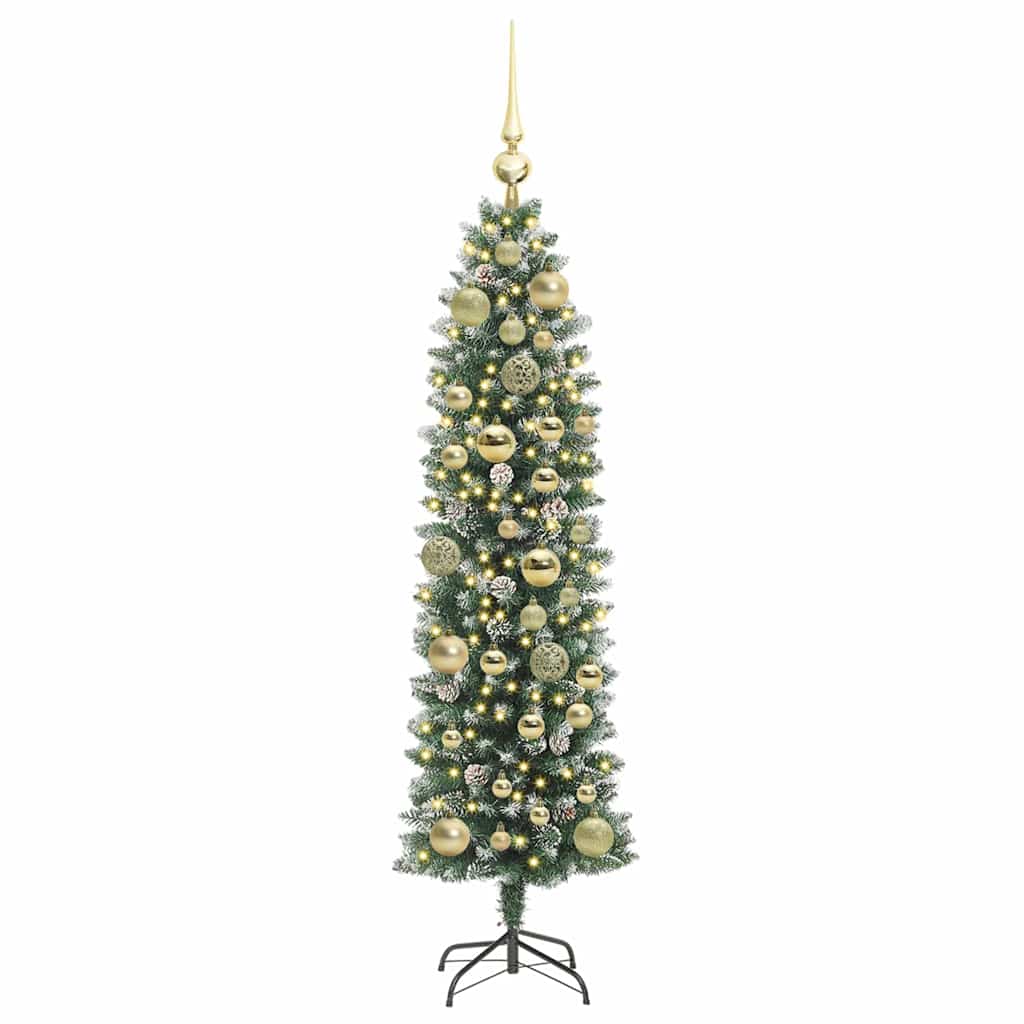 Vidaxx sapin de Noël artificiel mince avec 150 LED vert et blanc 120 cm