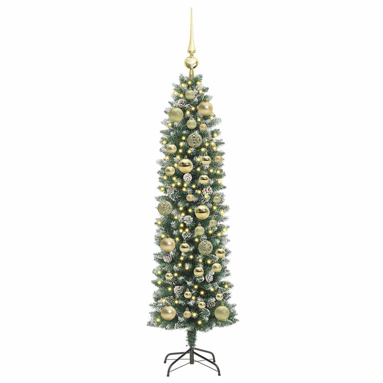 Vidaxx sapin de Noël artificiel mince avec 150 LED vert et blanc 120 cm