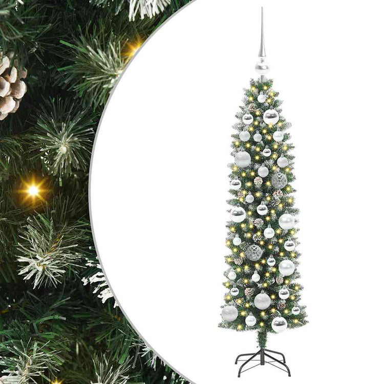Vidaxx sapin de Noël artificiel mince avec 150 LED vert et blanc 120 cm