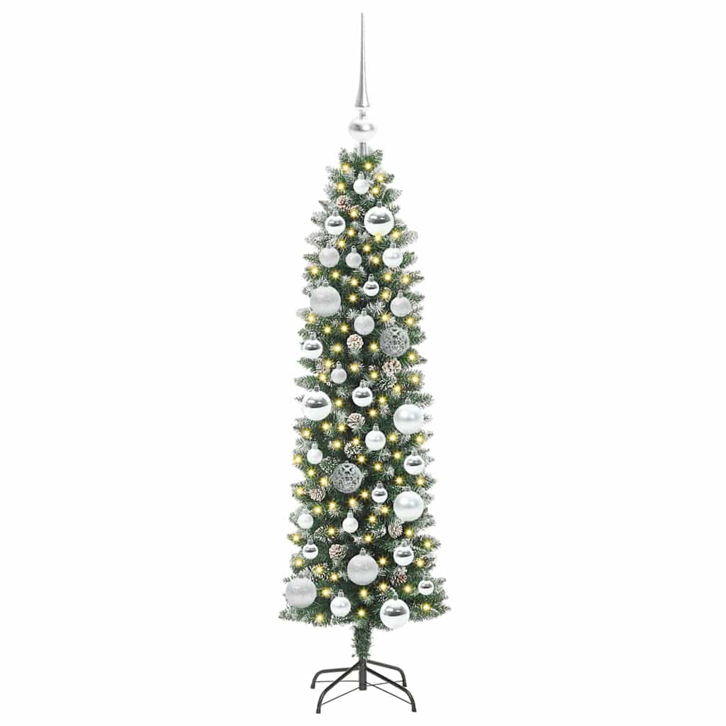 Vidaxx sapin de Noël artificiel mince avec 150 LED vert et blanc 120 cm