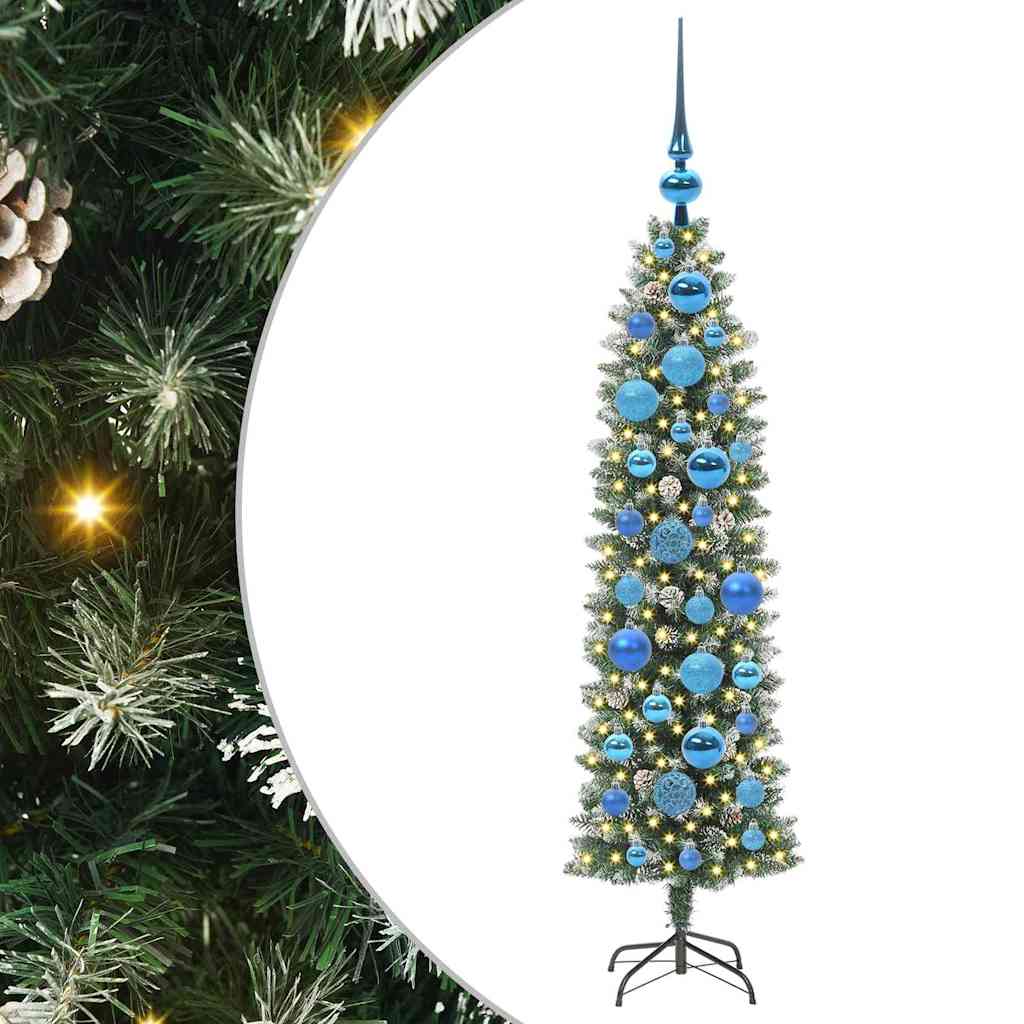 Vidaxx sapin de Noël artificiel mince avec 150 LED vert et blanc 120 cm