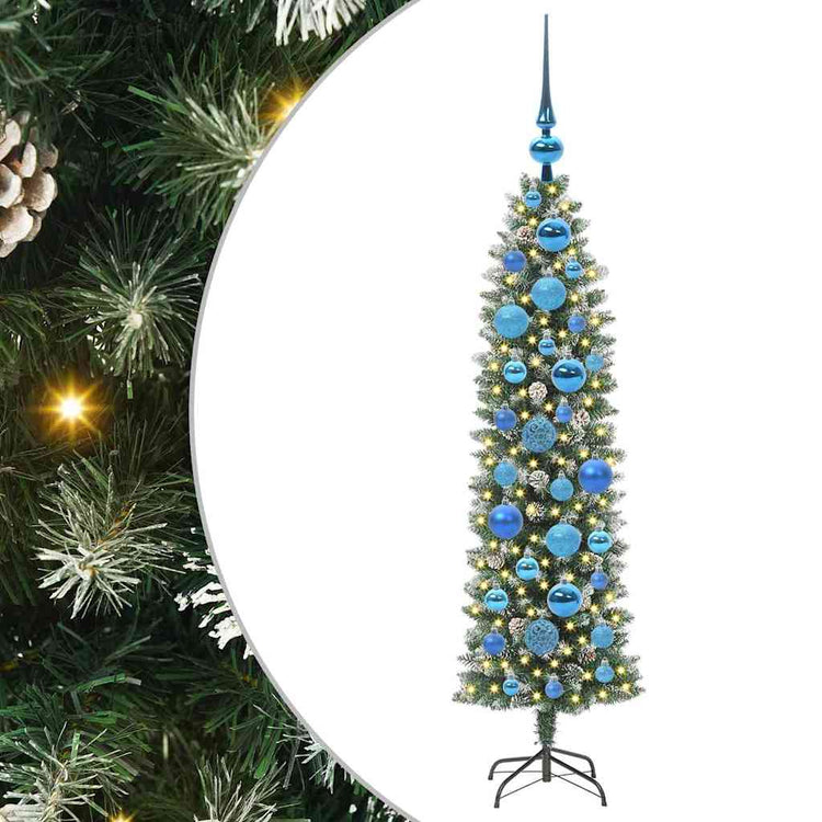 Vidaxx sapin de Noël artificiel mince avec 150 LED vert et blanc 120 cm