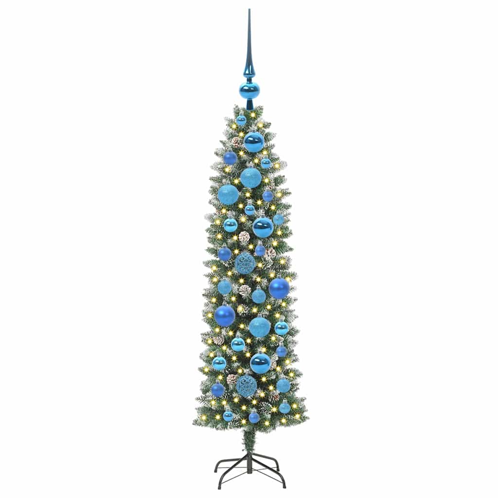 Vidaxx sapin de Noël artificiel mince avec 150 LED vert et blanc 120 cm