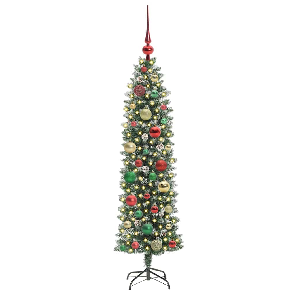 Vidaxx sapin de Noël artificiel mince avec 150 LED vert et blanc 120 cm