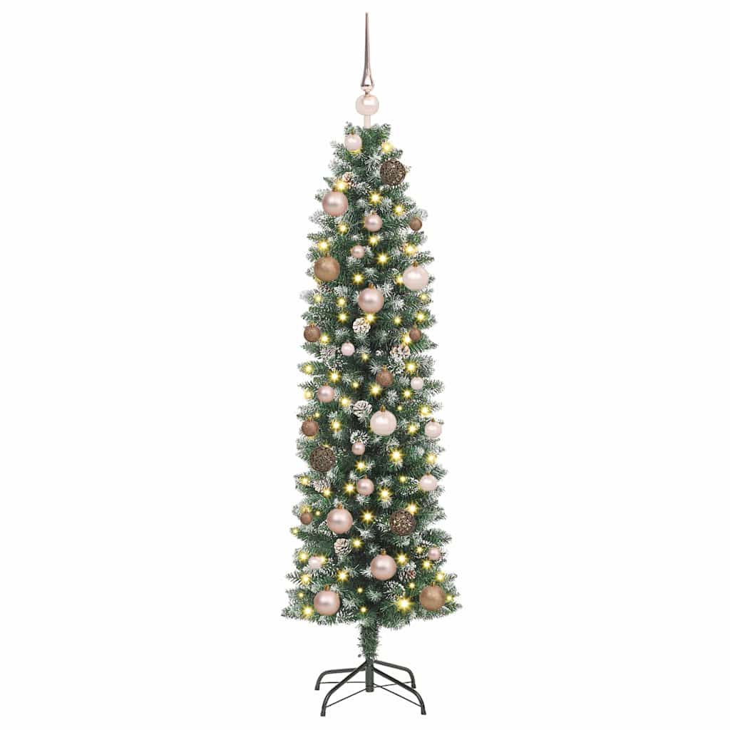 Vidaxx sapin de Noël artificiel mince avec 150 LED vert et blanc 150 cm