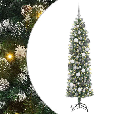 Vidaxx sapin de Noël artificiel mince avec 300 LED vert et blanc 180 cm