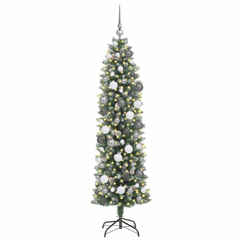 Vidaxx sapin de Noël artificiel mince avec 300 LED vert et blanc 180 cm