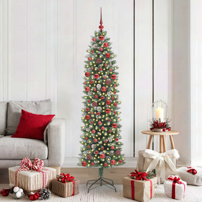 Vidaxx sapin de Noël artificiel mince avec 300 LED vert et blanc 180 cm