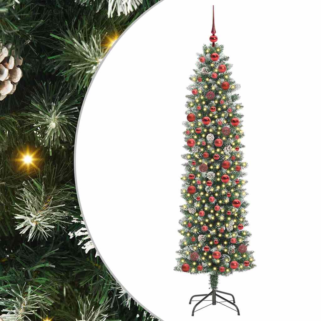 Vidaxx sapin de Noël artificiel mince avec 300 LED vert et blanc 180 cm