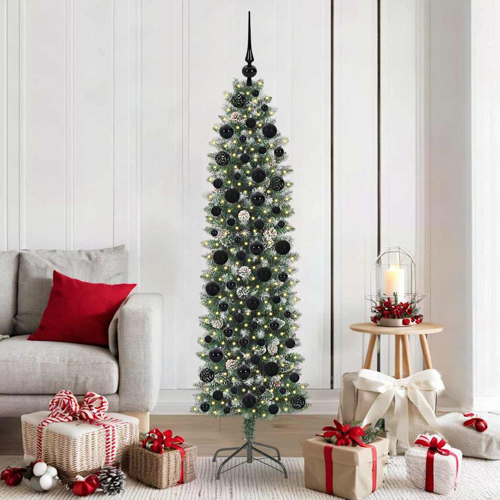 Vidaxx sapin de Noël artificiel mince avec 300 LED vert et blanc 180 cm