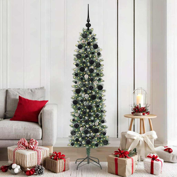 Vidaxx sapin de Noël artificiel mince avec 300 LED vert et blanc 180 cm