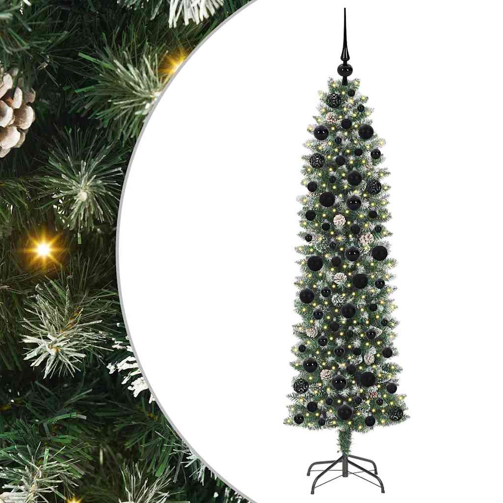 Vidaxx sapin de Noël artificiel mince avec 300 LED vert et blanc 180 cm