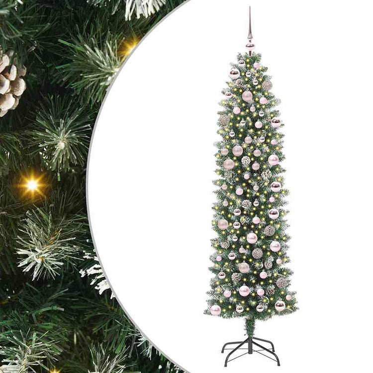 Vidaxx sapin de Noël artificiel mince avec 300 LED vert et blanc 180 cm