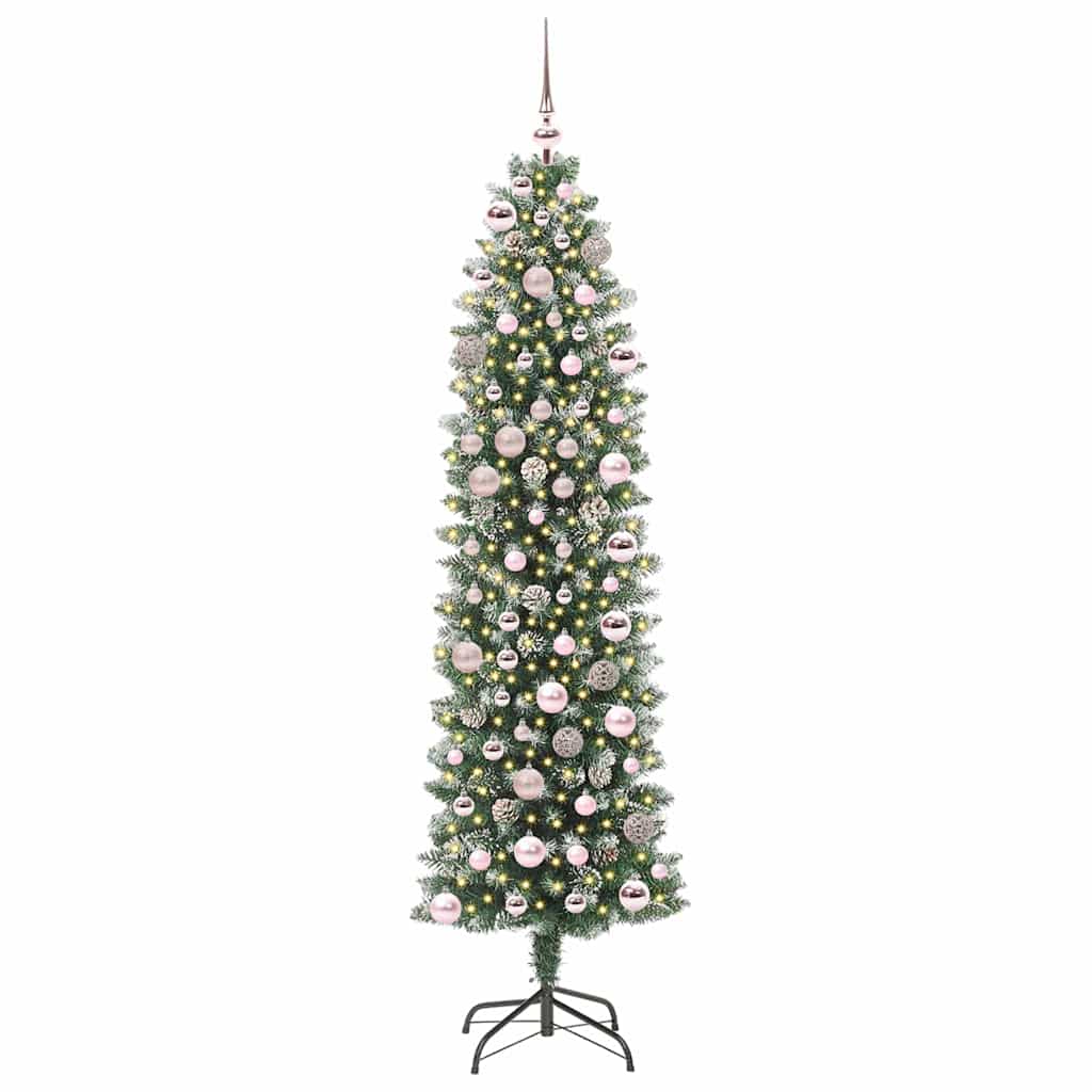 Vidaxx sapin de Noël artificiel mince avec 300 LED vert et blanc 180 cm