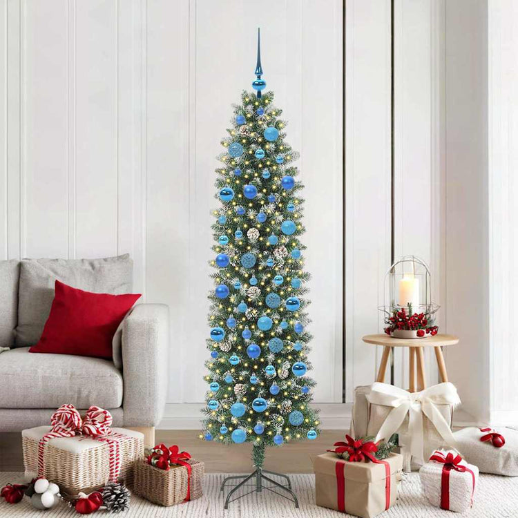 Vidaxx sapin de Noël artificiel mince avec 300 LED vert et blanc 180 cm