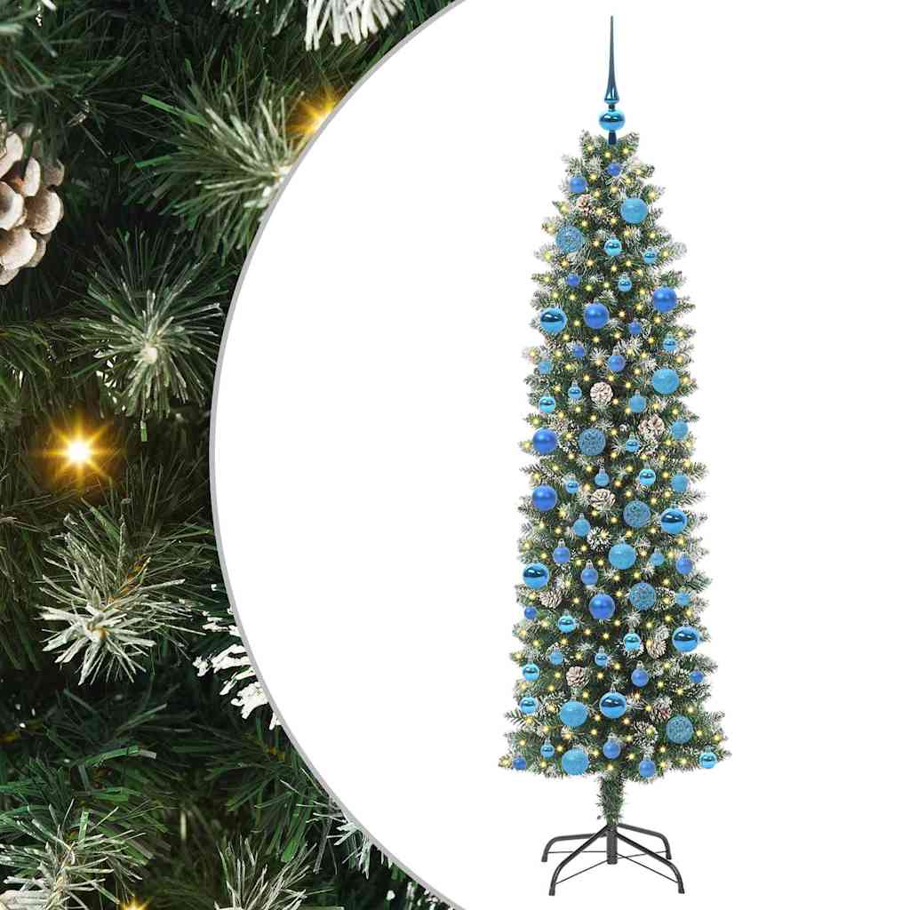 Vidaxx sapin de Noël artificiel mince avec 300 LED vert et blanc 180 cm