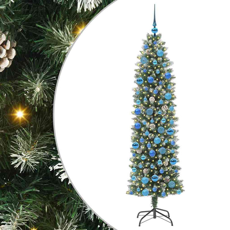Vidaxx sapin de Noël artificiel mince avec 300 LED vert et blanc 180 cm