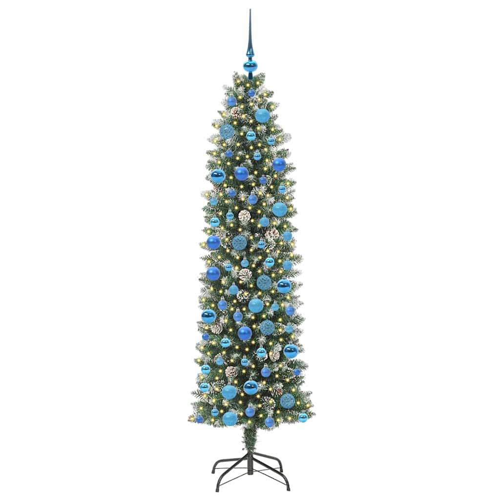 Vidaxx sapin de Noël artificiel mince avec 300 LED vert et blanc 180 cm