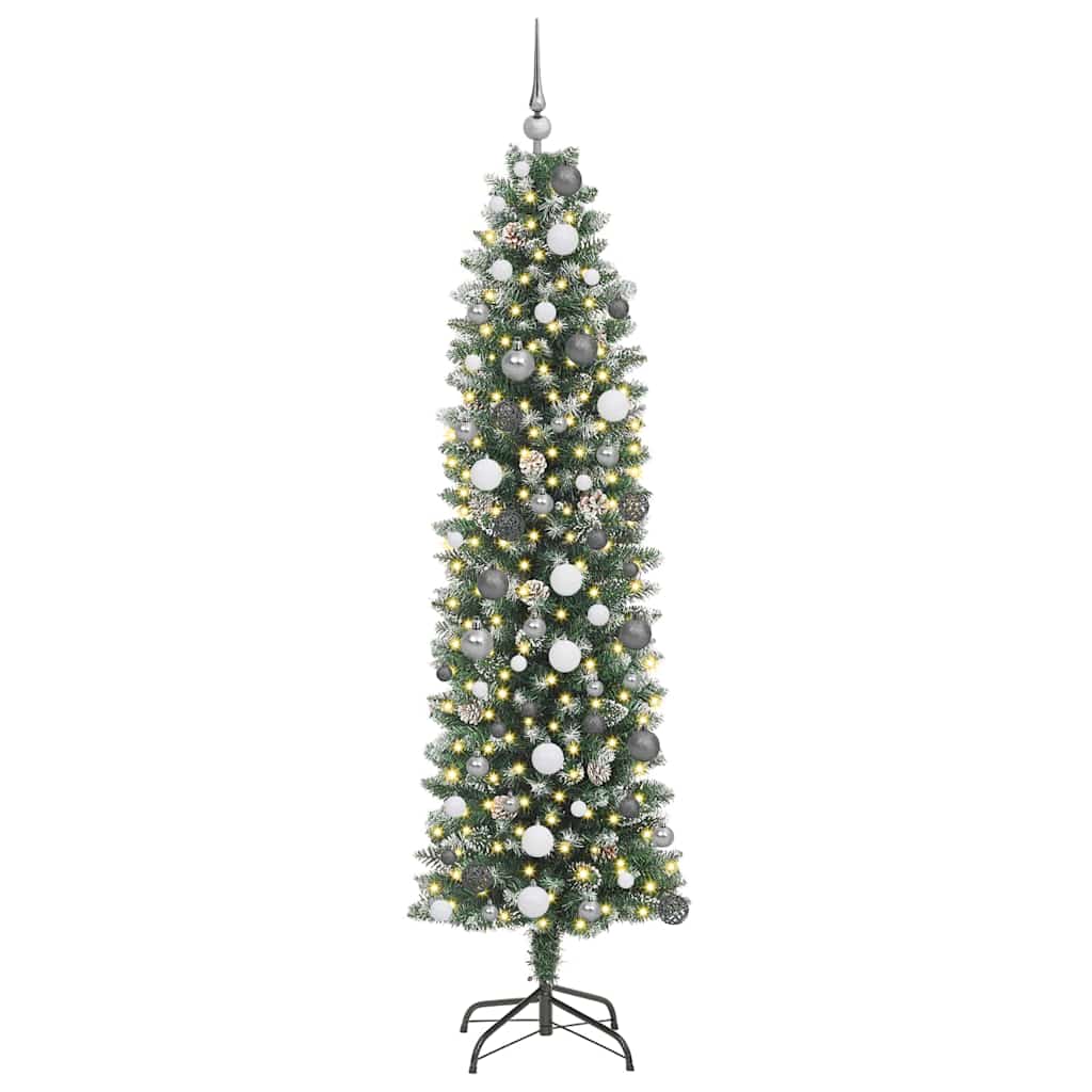Vidaxx sapin de Noël artificiel mince avec 300 LED vert et blanc 210 cm