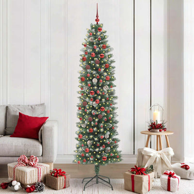 Vidaxx sapin de Noël artificiel mince avec 300 LED vert et blanc 210 cm