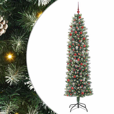 Vidaxx sapin de Noël artificiel mince avec 300 LED vert et blanc 210 cm