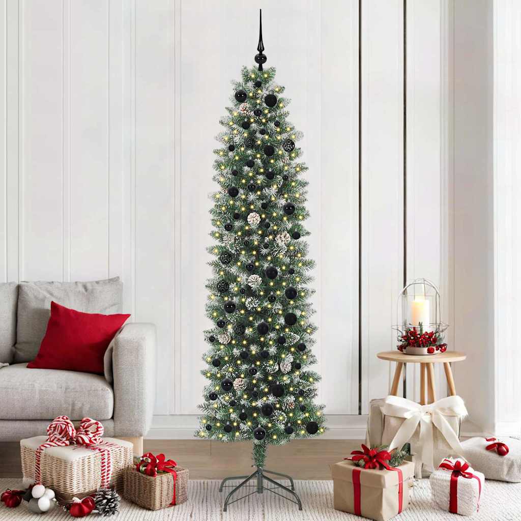Vidaxx sapin de Noël artificiel mince avec 300 LED vert et blanc 210 cm