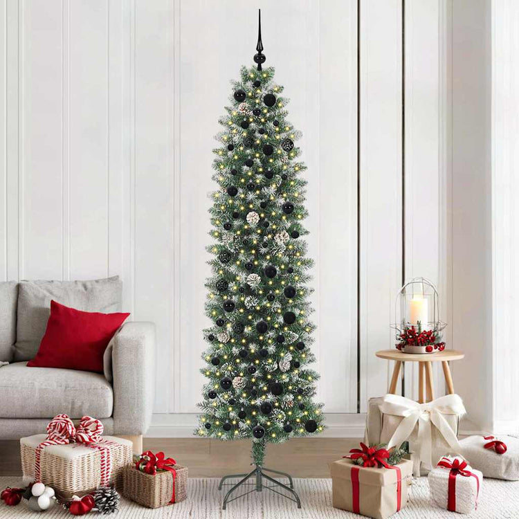 Vidaxx sapin de Noël artificiel mince avec 300 LED vert et blanc 210 cm