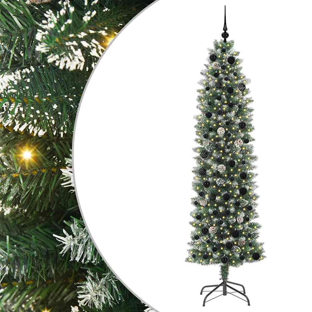 Vidaxx sapin de Noël artificiel mince avec 300 LED vert et blanc 210 cm