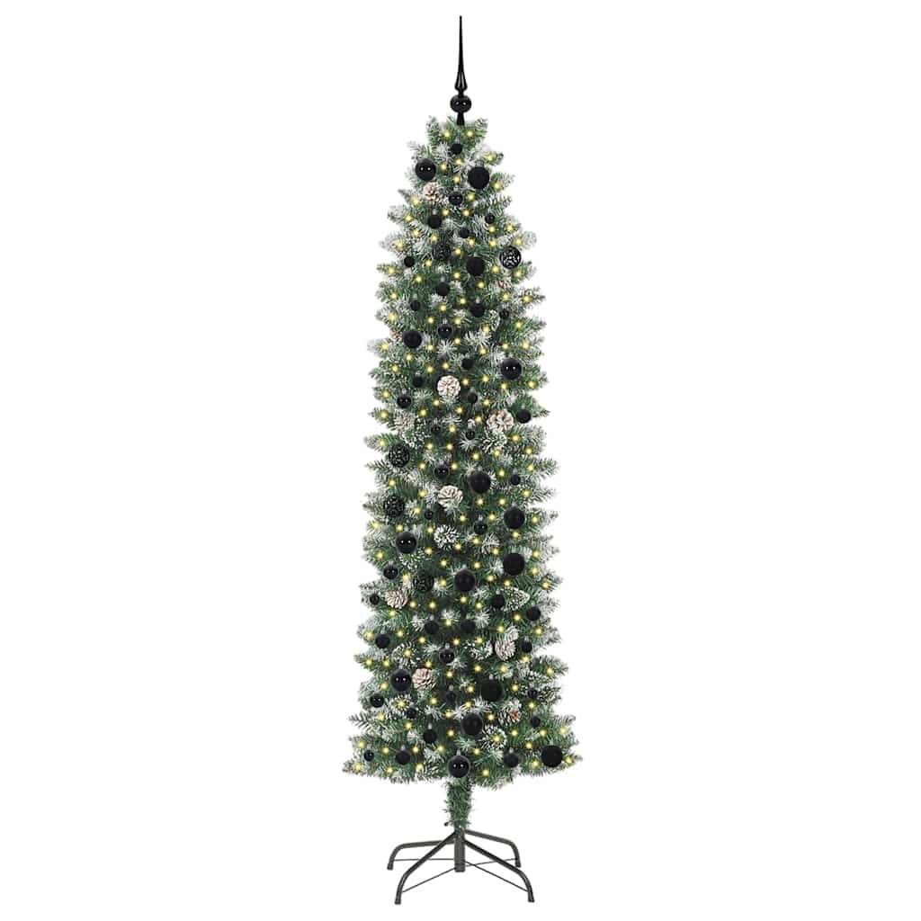 Vidaxx sapin de Noël artificiel mince avec 300 LED vert et blanc 210 cm