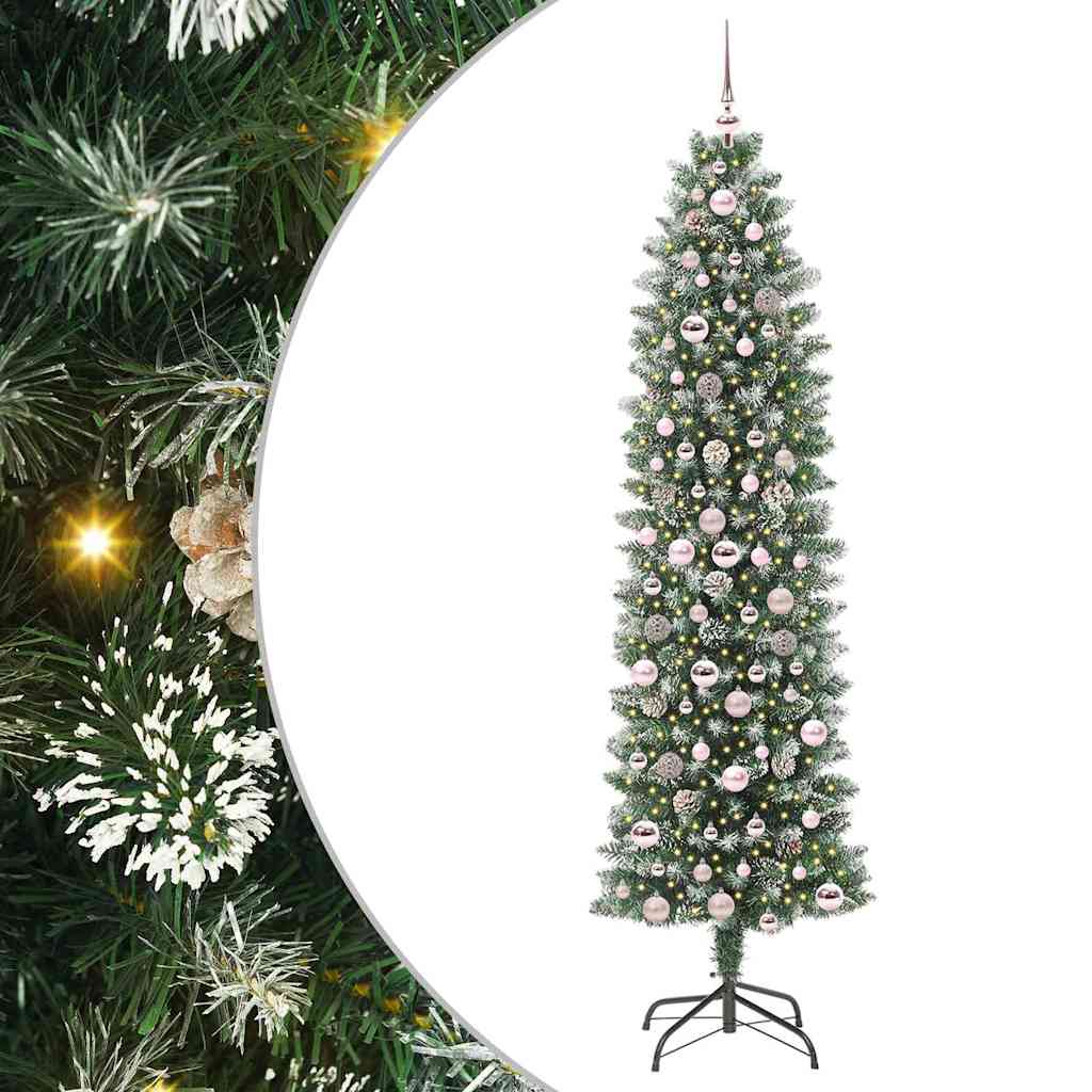 Vidaxx sapin de Noël artificiel mince avec 300 LED vert et blanc 210 cm
