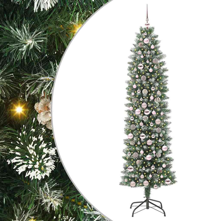 Vidaxx sapin de Noël artificiel mince avec 300 LED vert et blanc 210 cm