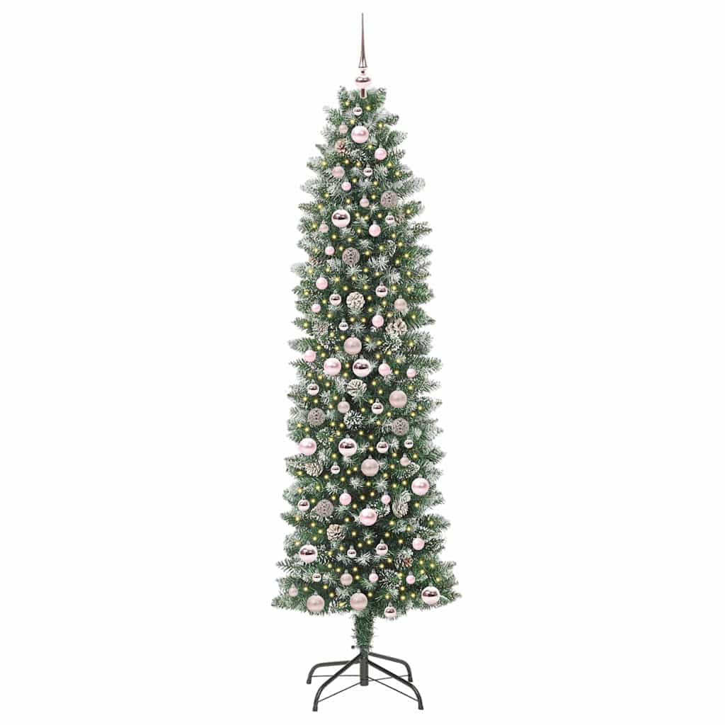 Vidaxx sapin de Noël artificiel mince avec 300 LED vert et blanc 210 cm