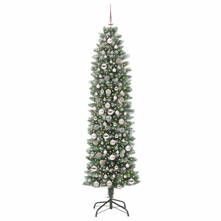 Vidaxx sapin de Noël artificiel mince avec 300 LED vert et blanc 210 cm