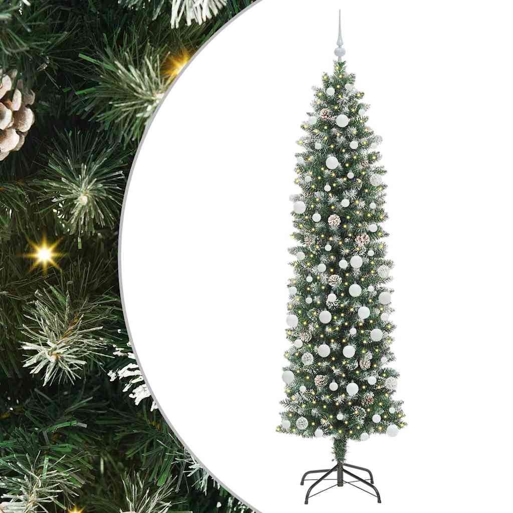 Vidaxx sapin de Noël artificiel mince avec 300 LED vert et blanc 210 cm